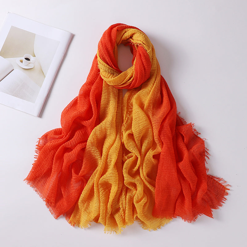 Women's Bohemian Gradient Hijab Scarf Polyester Stretchy Tie-Dye Multi-Color for Outdoor and Ramadan