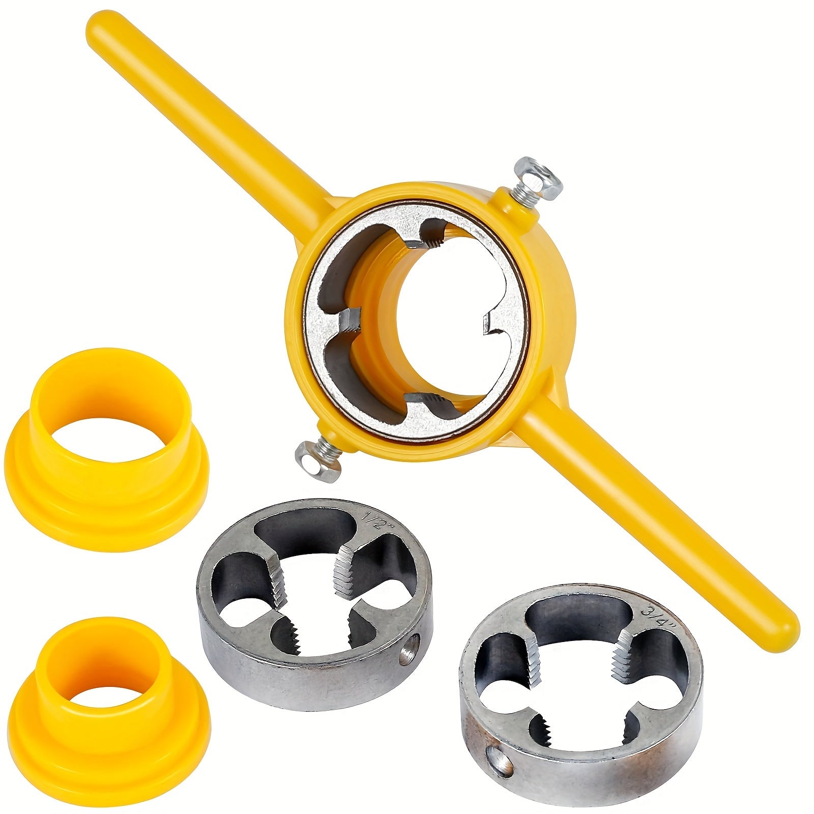 PVC Pipe Thread Die Kit for Plumbing Repair 3 Sizes Alloy Hand Tool
