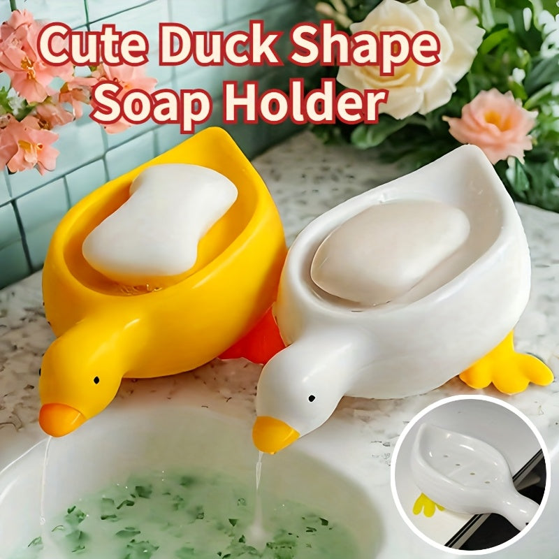 Bandeja de jabón en forma de pato con drenaje, mantiene seco y ilumina el baño