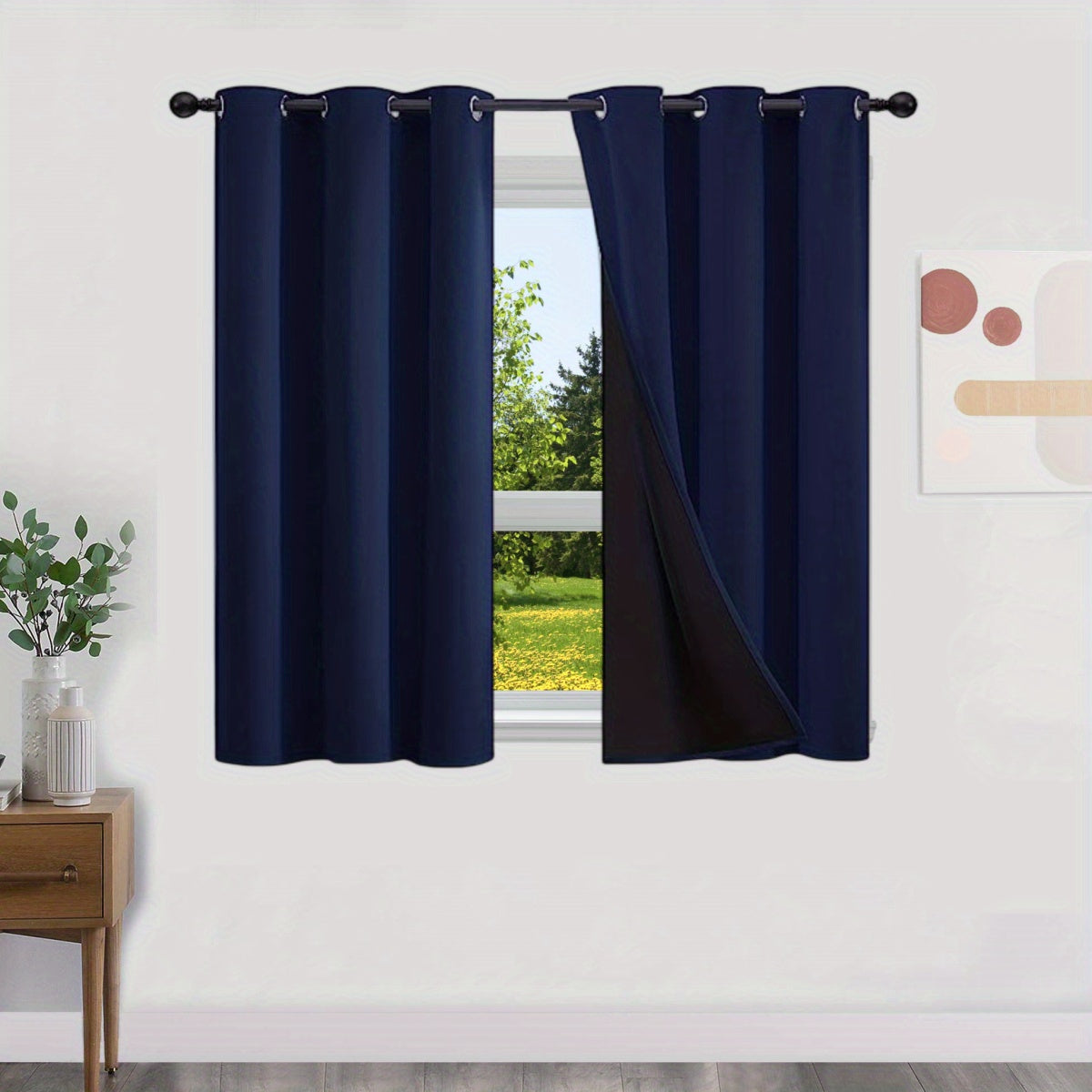Blackout Curtains 100% Opaque with Lining 2 Pieces for Bedroom Living Room