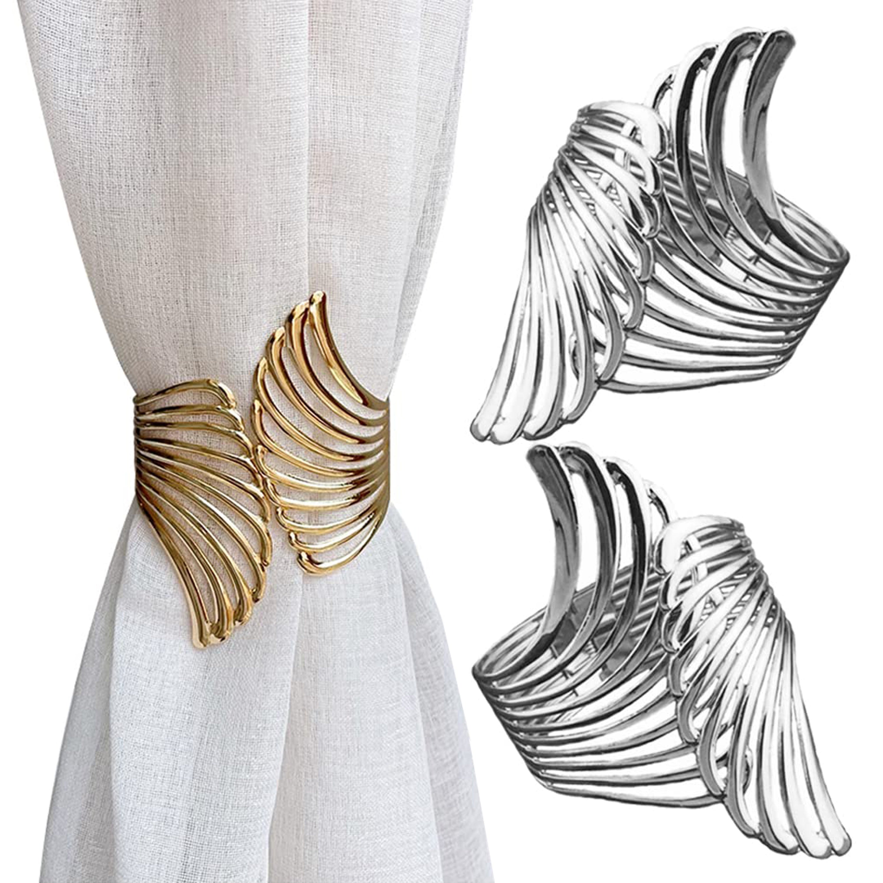 Golden Metal Angel Wing Curtain Clips Spring-Open Tiebacks for Living Room Bedroom