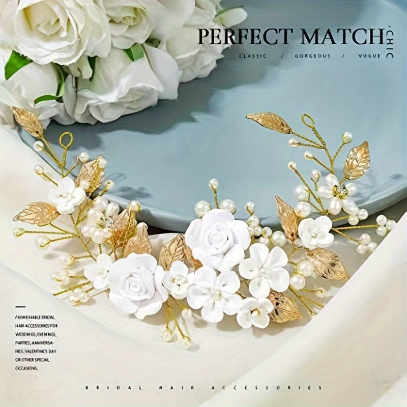 Wedding Hair Vine for Women and Girls with Pearls and Rhinestones Bridal Hair Accessories