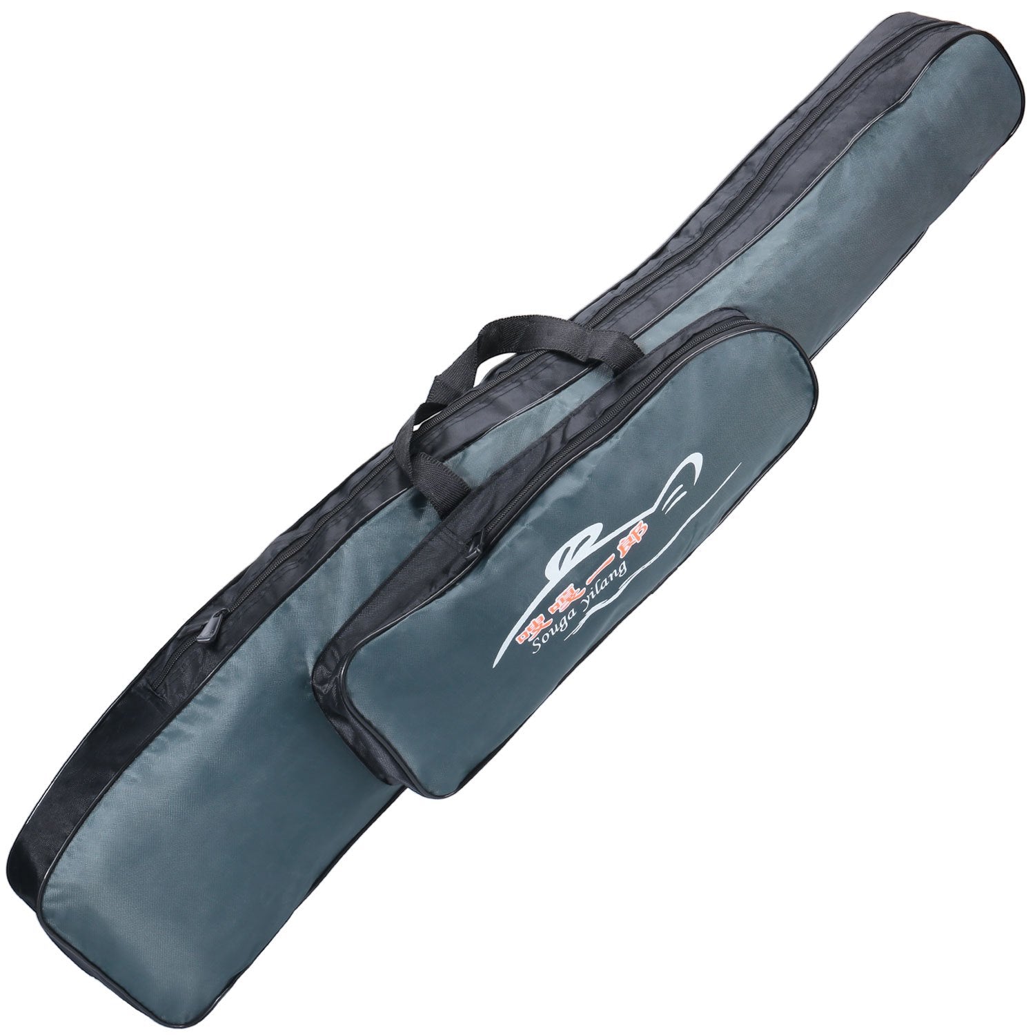 Canvas Fishing Rod Bag Waterproof Large Capacity Dual-Layer Zipper Travel Storage