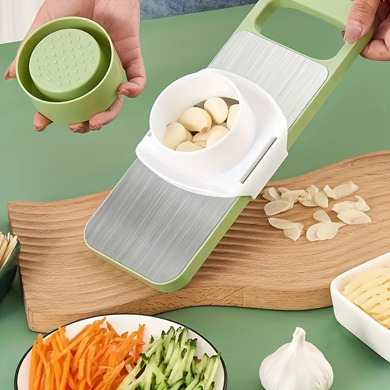 7-Piece Stainless Steel Vegetable Slicer and Grater Set with Replaceable Blades and Storage Container