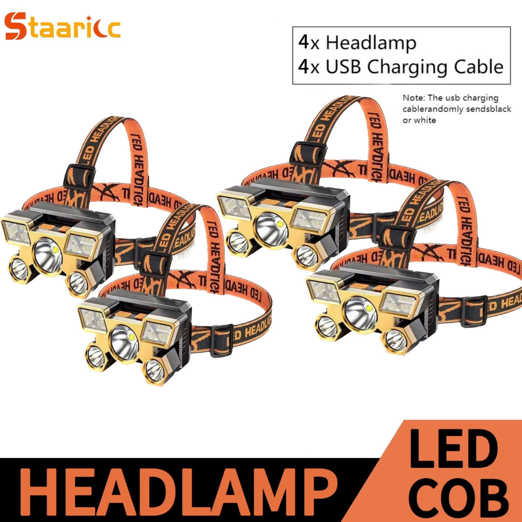 Linterna frontal LED recargable 2/1 paquete impermeable con carga USB para acampada al aire libre, pesca y emergencias