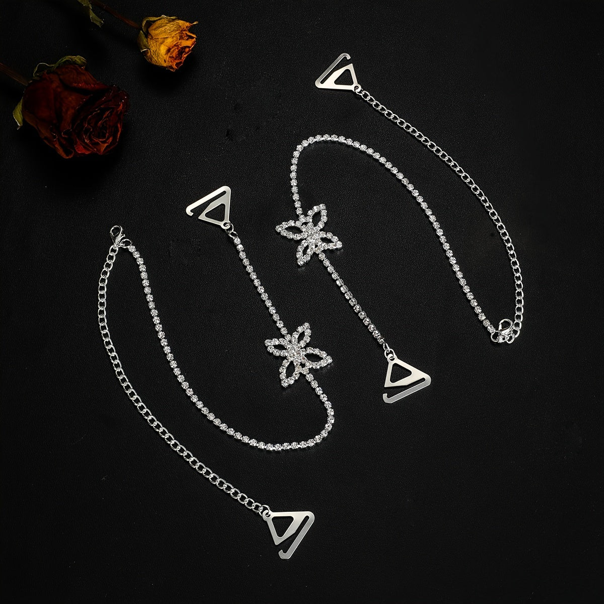 Elegant Copper Butterfly Body Chain with Rhinestone Mosaic for Weddings and Occasions