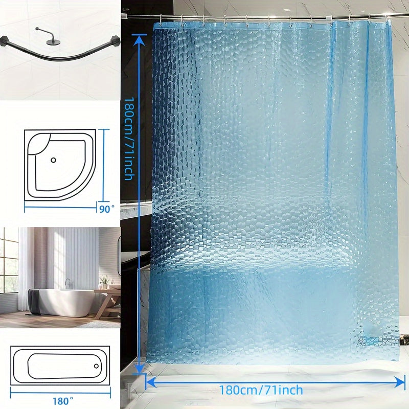 Geometric Water Cube Shower Curtain Semi-Transparent Water-Resistant Polyethylene Easy to Clean