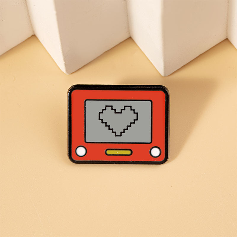 Set of 3 Cartoon Dialogue Box and Heart Brooches Alloy Pins for Clothing Backpacks Hats Gift