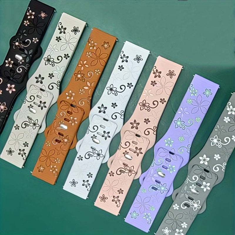 Two-Tone Silicone Watch Strap 20mm 22mm Carved Design