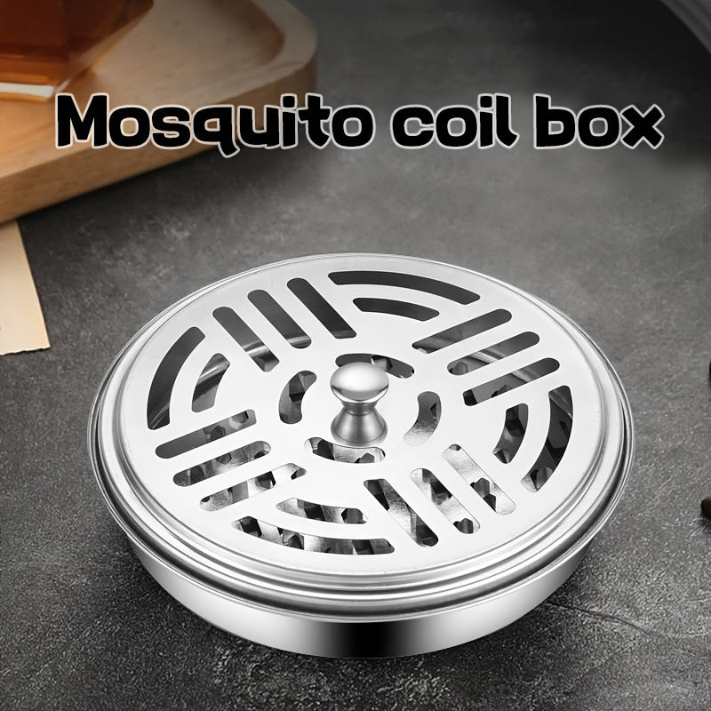 Soporte para espiral de mosquito de acero inoxidable con tapa resistente al fuego duradero para hogar y vacaciones