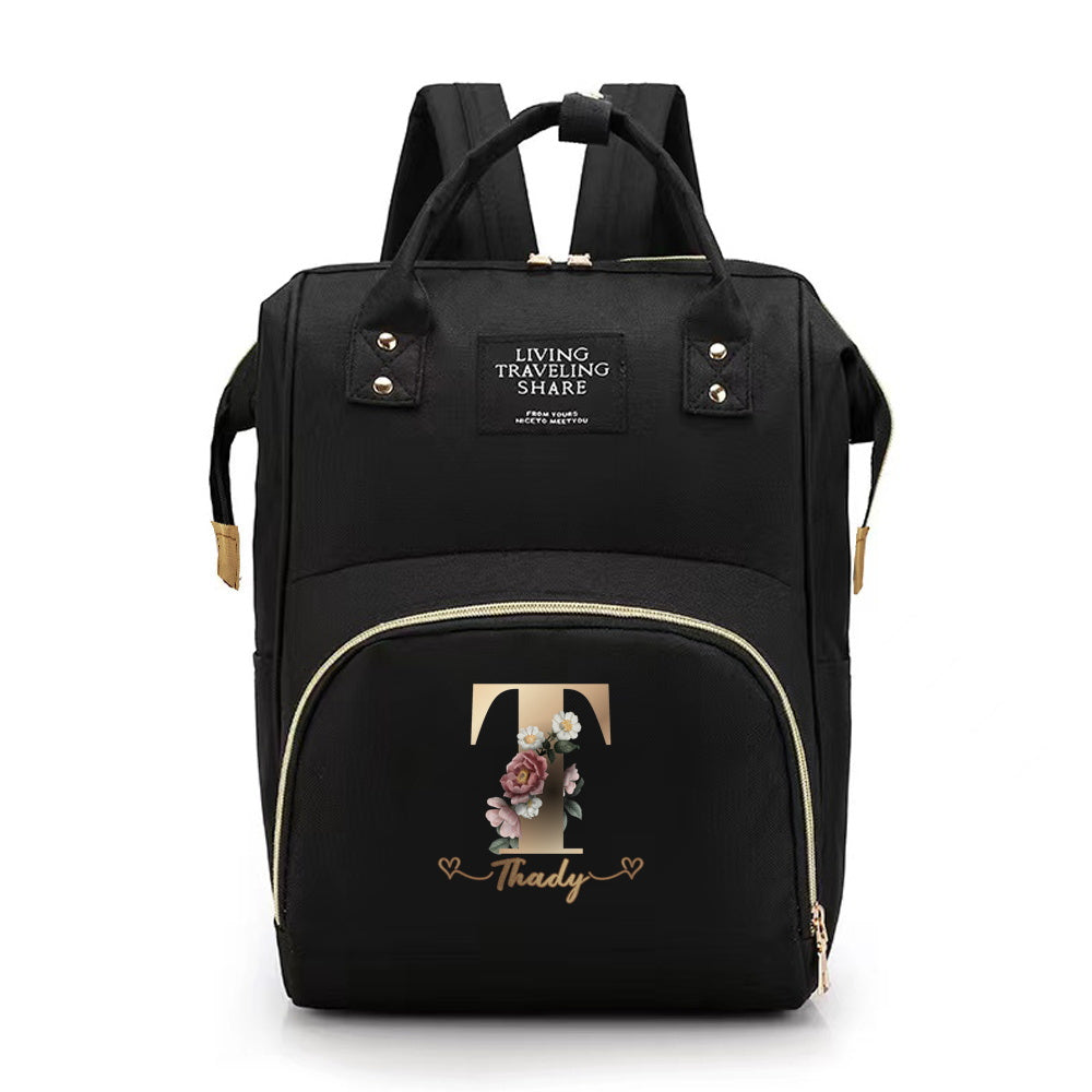 Personalized Mommy Diaper Bag with Custom Initials, Oxford Cloth, Generous Storage