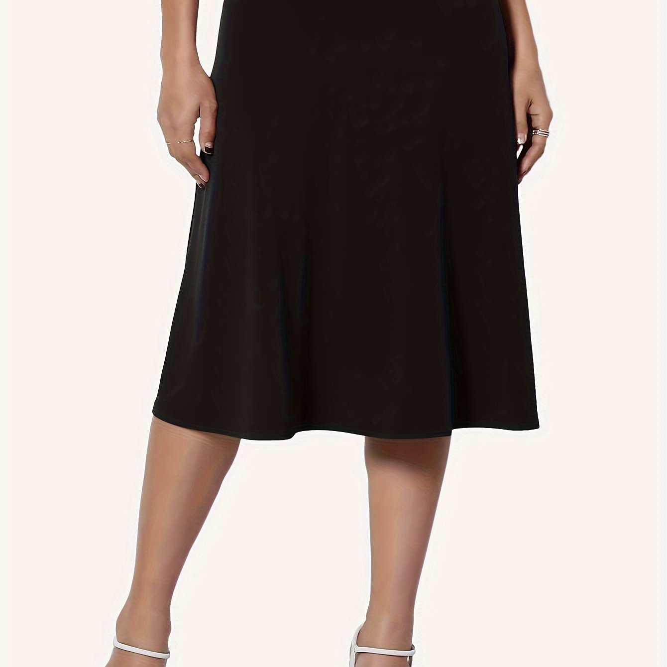 Women's Plus Size Knee Length Swing Skirt Spring Summer Solid Color