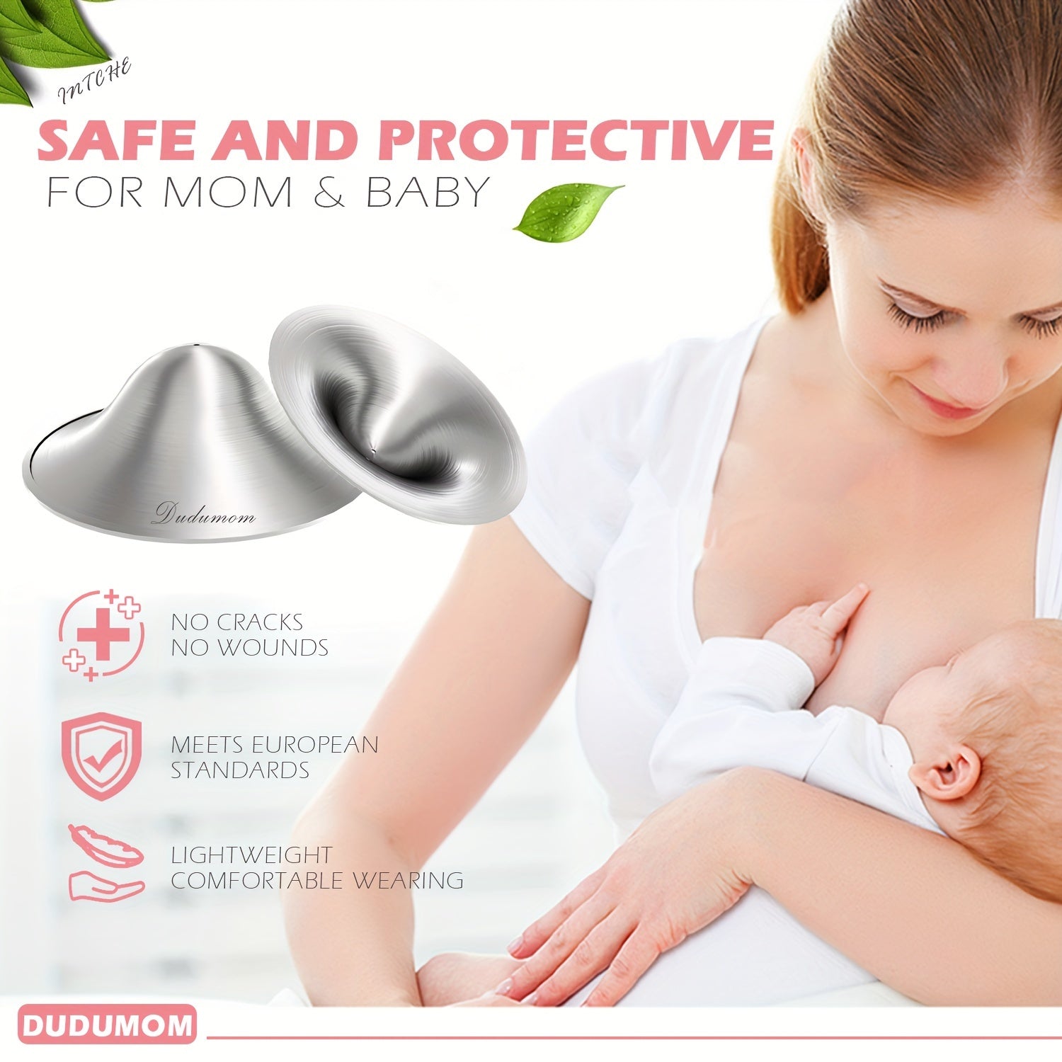 Set of Two Silver Nursing Cups Nipple Shields for Breastfeeding