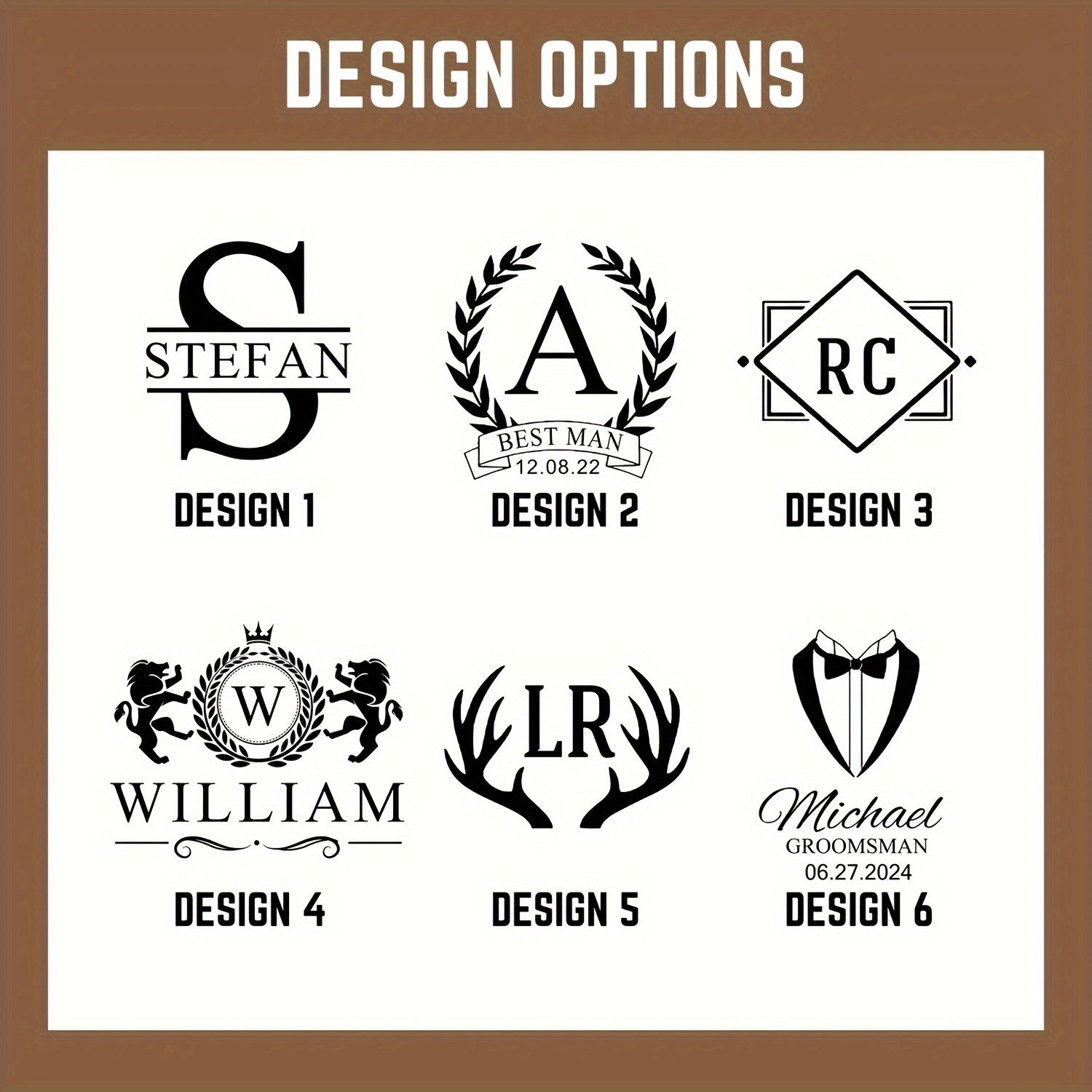 Set of 4 Personalized Whiskey Glasses with Wooden Box Gift Set for Groomsmen Fathers and Bachelors