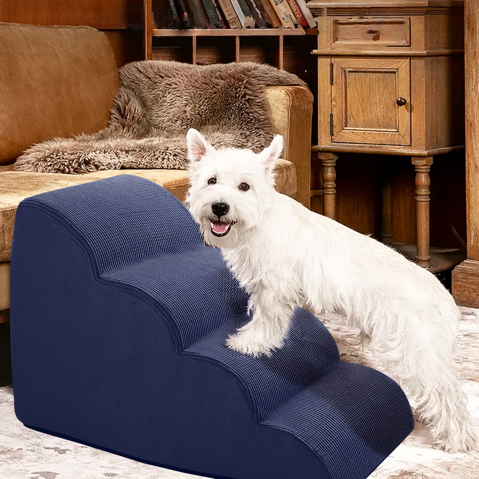 Small Dog Steps 2/3/4 Stairs Non-Slip Washable for Injured Older Pets with Joint Pain