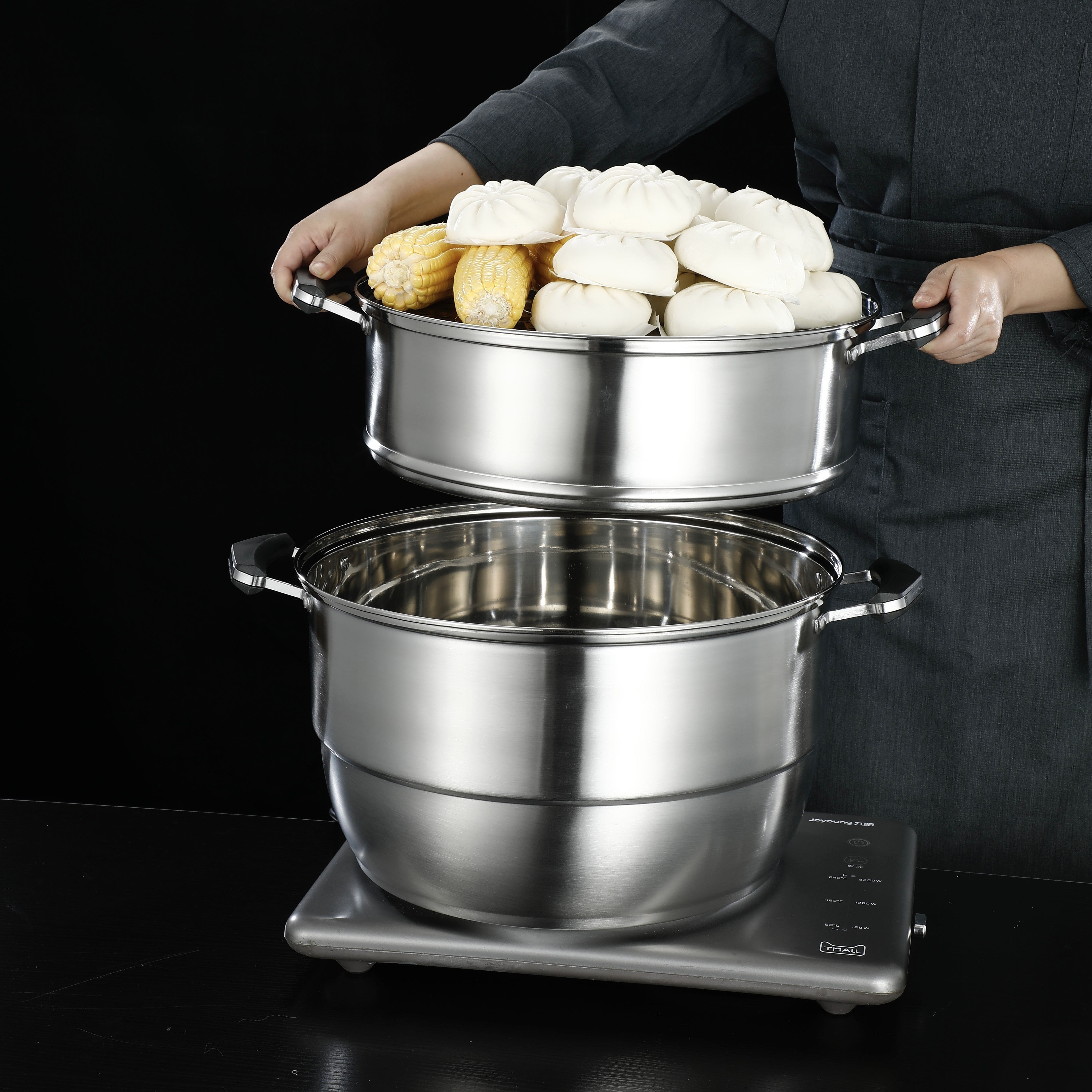 Stainless Steel Multi-Layer Steamer Set with Lid Large Capacity for All Stovetops