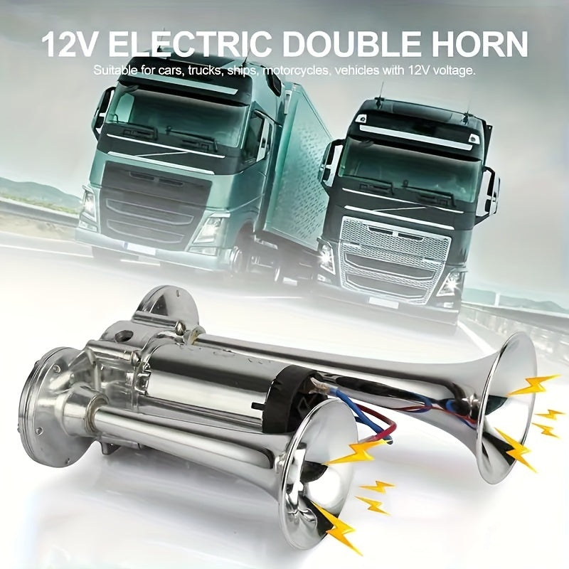Universal Dual Air Horn System for 12V Vehicles with Compressor