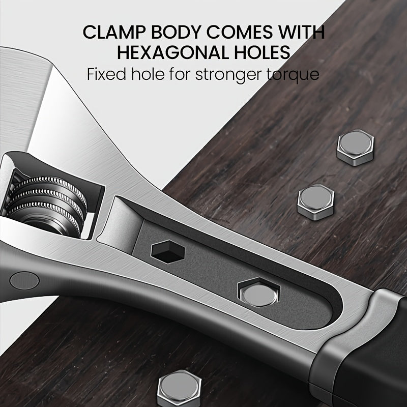 Heavy-Duty Adjustable Wrench Rust-Resistant Steel Heat-Treated Precision Milled Jaws