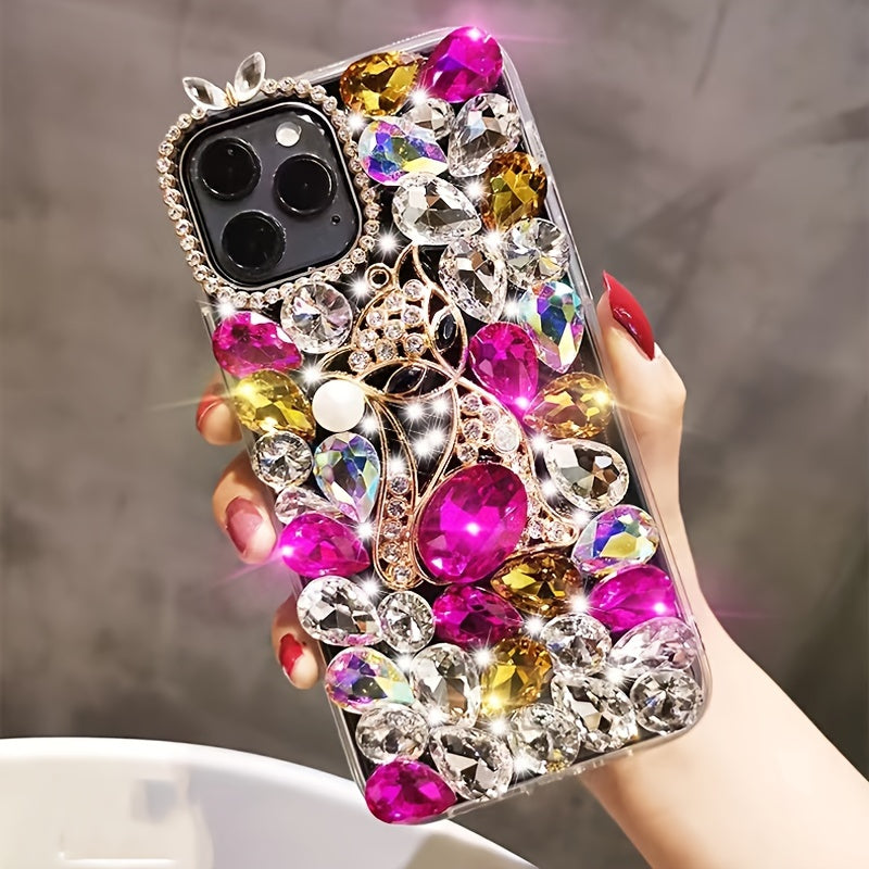 Luxury Pearl Rhinestone Fox Phone Case for iPhone 16 Promax Shockproof Acrylic