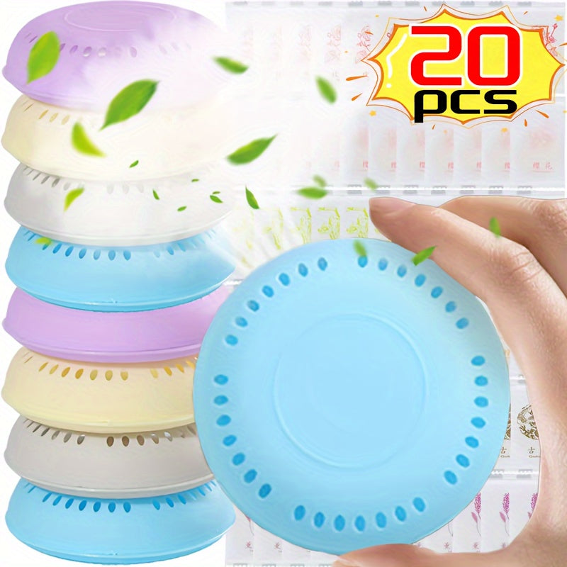 20pcs Cartoon Patterned Self-Adhesive Air Freshener Tablets Reusable Aromatherapy Deodorant for Home Car Bathroom Bedroom Wardrobe Toilet