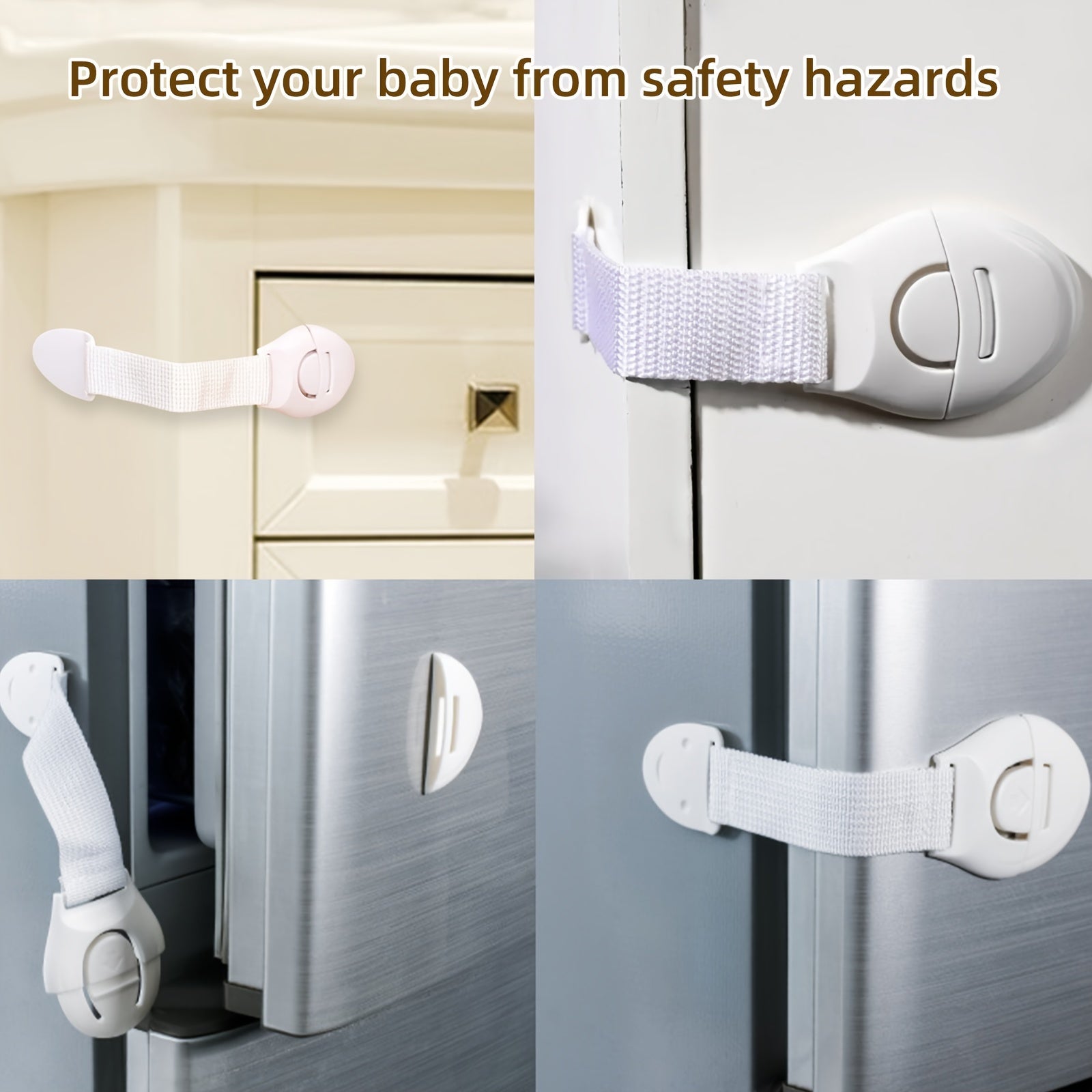 Cierres de seguridad para niños de plástico blanco 20/40 para armarios, cajones, inodoro, nevera