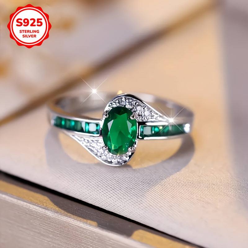 Sterling Silver Ring with Cubic Zirconia Engagement Wedding Jewelry