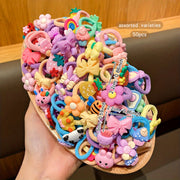 50 Cartoon Style Rubber Bands Hair Accessories for Teen Daily Casual Use