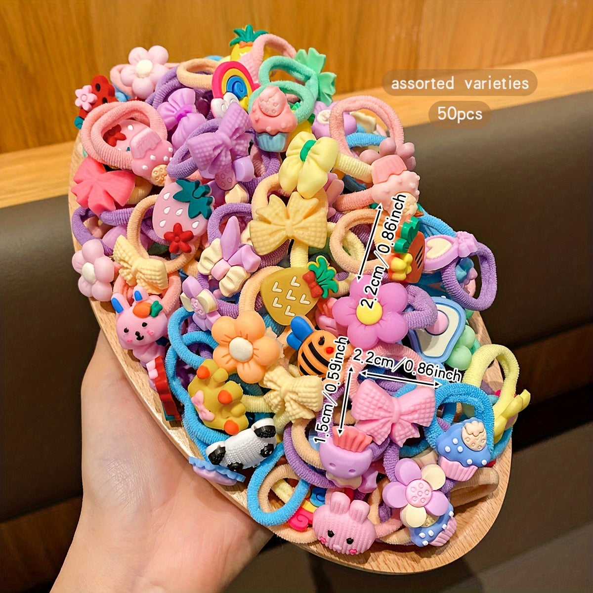 50 Cartoon Style Rubber Bands Hair Accessories for Teen Daily Casual Use