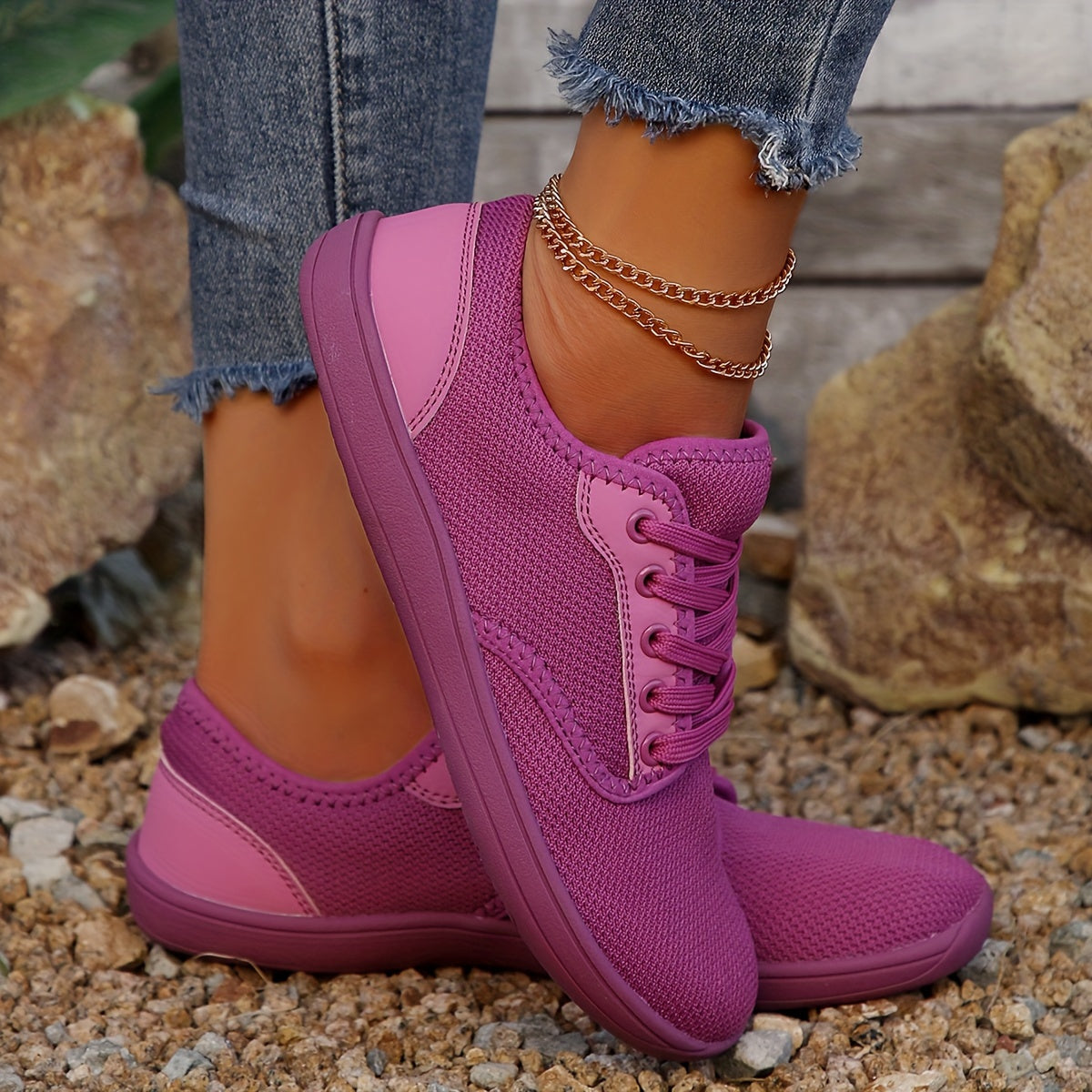 Women's Breathable Mesh Casual Walking Shoes Non-slip Rubber Sole