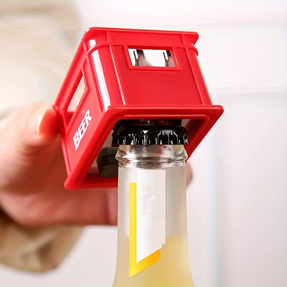 Magnetic Bottle Opener with Beer Crate Design and Refrigerator Magnet