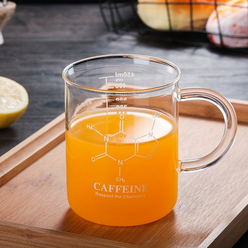 Heat Resistant Glass Coffee Mug 15.22oz with Measurement Marks for Summer Drinks