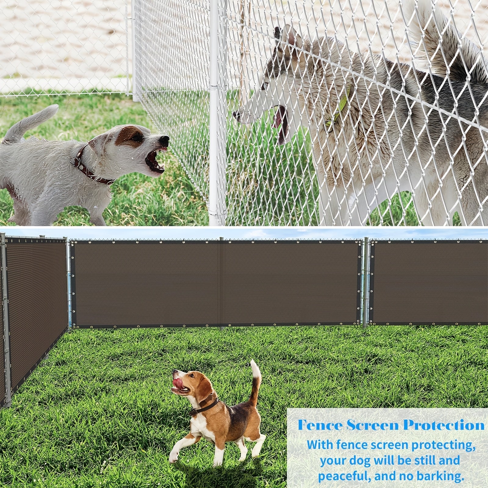 DELLNA Og'ir yuk ko'taruvchi Maxfiylik Ekran To'siq, 90% UV himoyasi bilan, Tashqi joylar uchun bog'ichlar bilan jigarrang naylon qoplama.