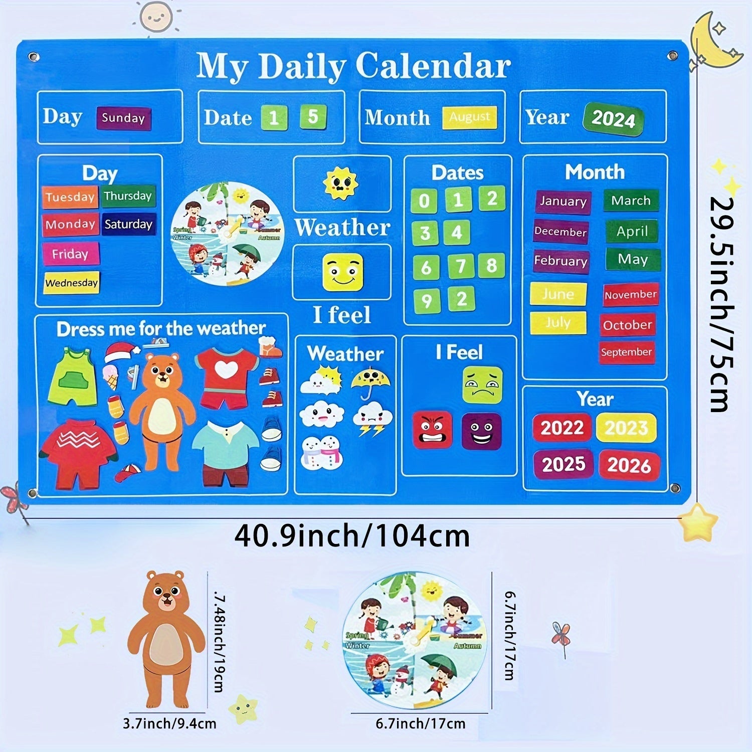 Felt Calendar Set for Kids Educational Classroom Halloween Christmas
