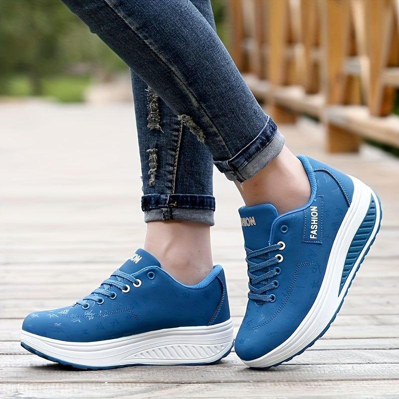 Women's Platform Sneakers Breathable Synthetic Low-Top Casual Shoes Black Pink