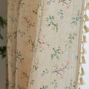 Cortina bohemia de verano con estampado floral y borla para dormitorio, sala de estar, oficina, cocina