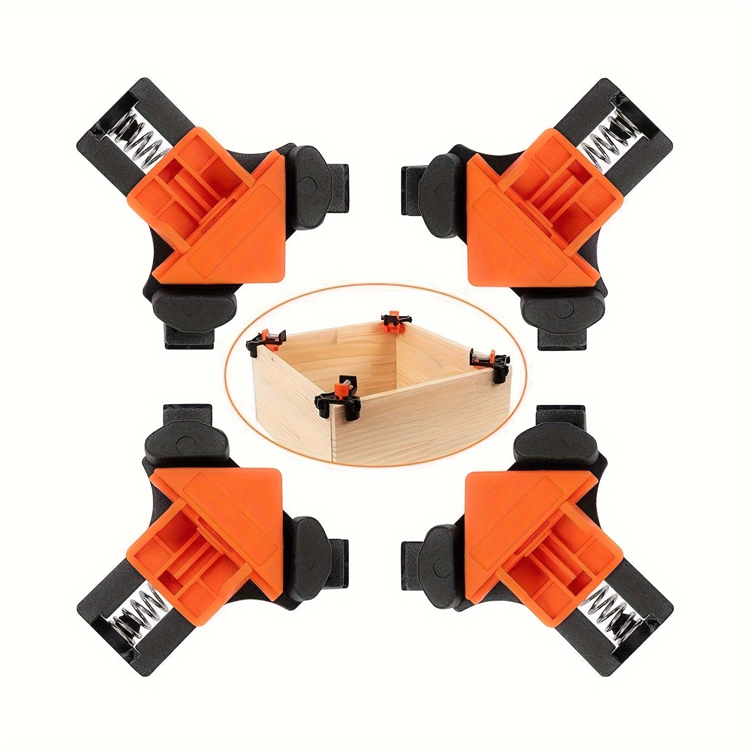 4 Pcs 90° Right Angle Woodworking Clamps Plastic Black Red Secure Project Tools