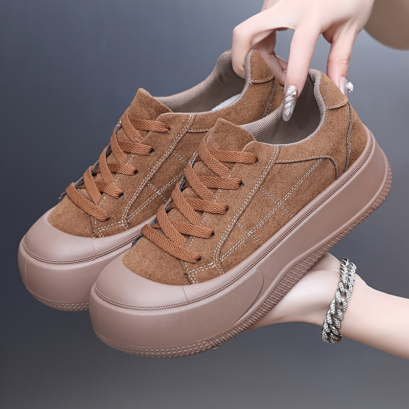 Women's Casual Canvas Platform Shoes Thick Sole Retro Versatile Shoes