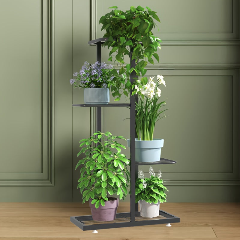 Metal Plant Stand with 4 Layers for 5 Flower Pots 83.82cm Tall Garden Balcony Courtyard