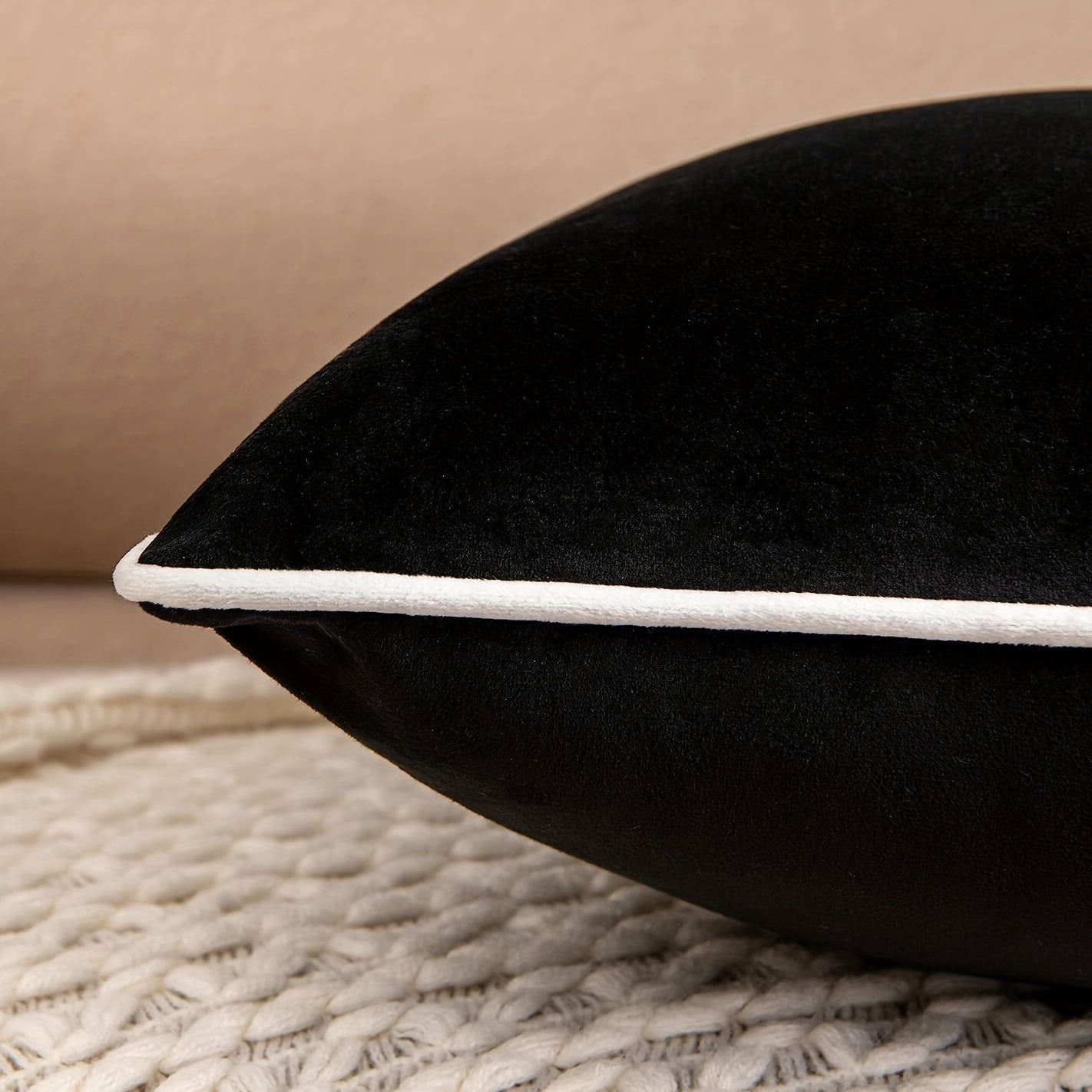 Black Square and Rectangle Pillowcase Solid Color Fabric for Living Room or Bedroom