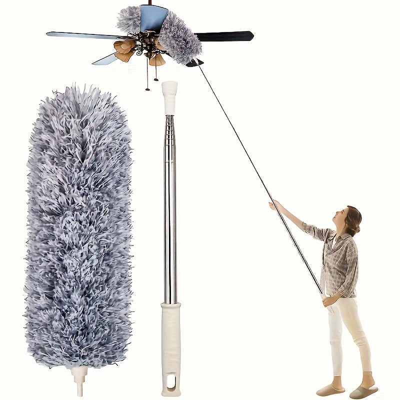Extendable Flexible Duster with Washable Head for High Ceilings Furniture and Cars