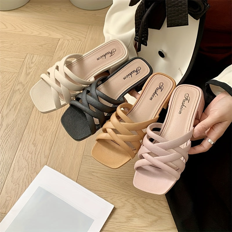 Women Summer Slip-On Sandals Breathable Mesh Flat Heel Open Toe