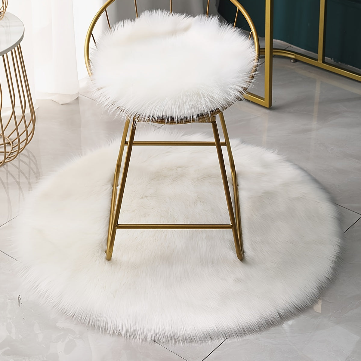 Soft White Faux Fur Rug for Living Room Bedroom Sofa Cozy Area Mat