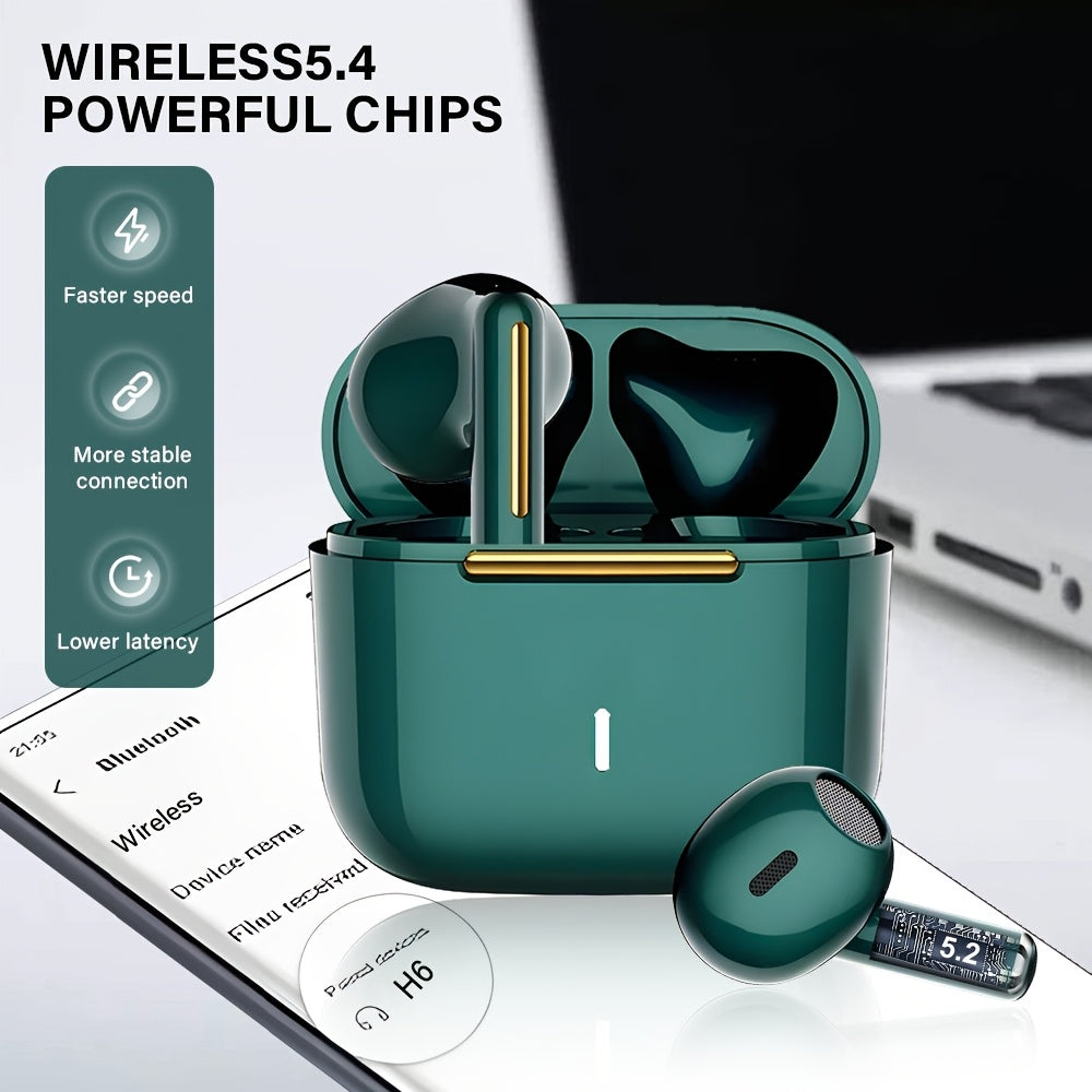 Беспроводные внутриканальные наушники H6 с управлением громкостью, длительным временем работы от батареи, стабильным соединением, комфортной и надежной посадкой, большим динамическим рупором, эргономичным дизайном для спорта, качеством HD для звонков.