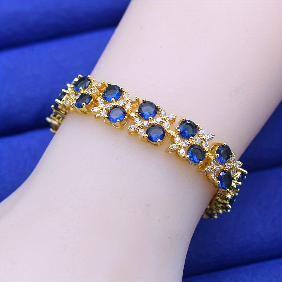 Zarif Vintage Ilhomlangan Zirconia Tennis Bilaguzuk - 18K Oltin Qoplangan Mis Zargarlik Ayollar Uchun - Bayram va Har Kun Ki Kiymatga Mos Luks Dizayn