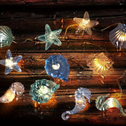 Sea Horse Starfish Shell Conch LED String Lights Battery Operated Decorative Lighting for Party Wedding Bedroom