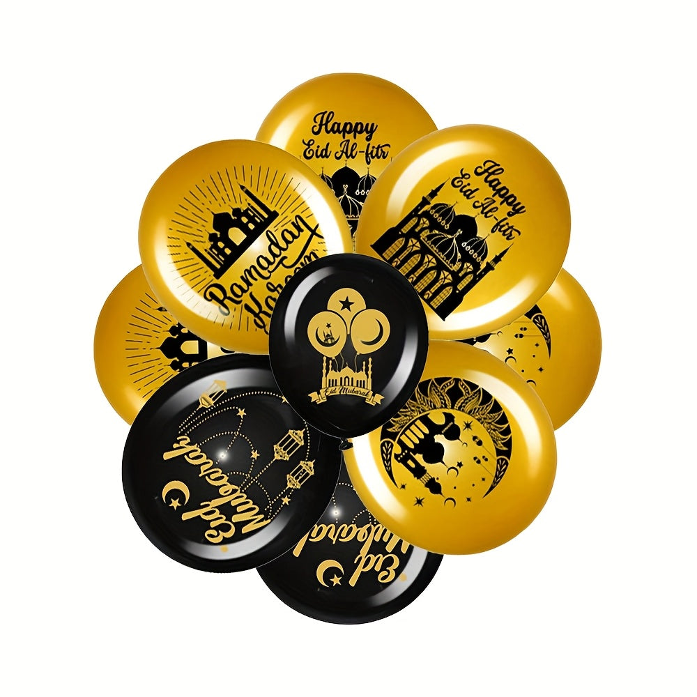 30pcs Black and Gold Latex Ramadan Mubarak Balloons for Eid Celebration Indoor Outdoor