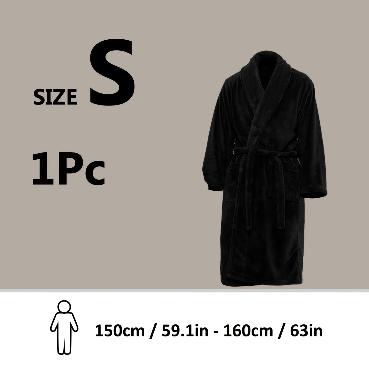Unisex Fleece Bathrobe with Shawl Collar Soft Machine Washable