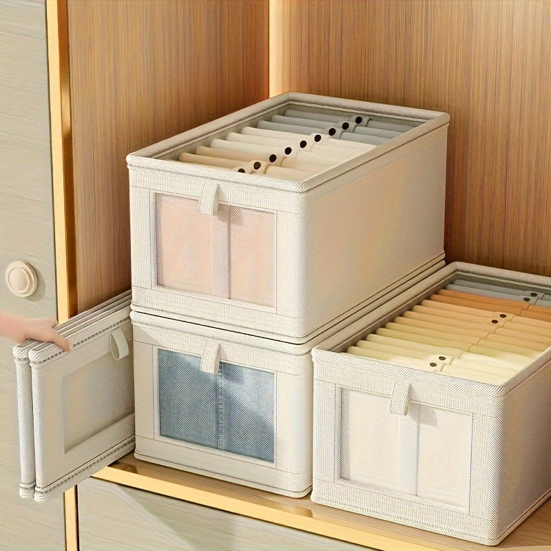 Fabric Storage Box with Clear Window, Flip Top Lid, Foldable for Home Organization