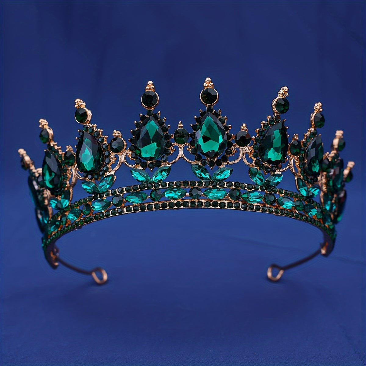 Women Girls Baroque Style Crown Tiara with Rhinestones for Parties and Dress Up