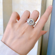Silver Moissanite Engagement Ring 10 Carat Ethic Diamond 18K Gold Plated for Weddings